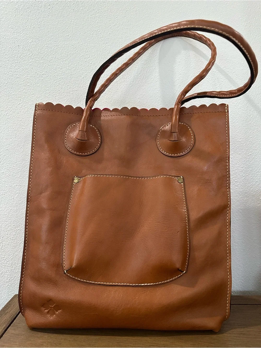 Patricia Nash Chestnut Brown Floral Tooled Leather Tote